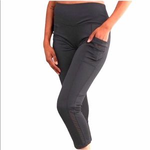 Dyce Active solid crop sheer detail leggings black